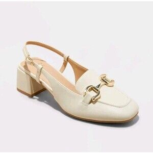 A New Day Women's 11 'Justina' Slingback Block Heel Loafers Memory Foam Cream